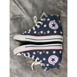Converse Chuck Taylor All Star Women 6.5 Navy/White Stars High Top Patriotic USA